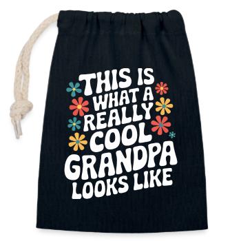Papy Grand-père Famille Fête des pères - Sac cadeau en coton avec cordon (14 x 20 cm) - bleu marine - Devant