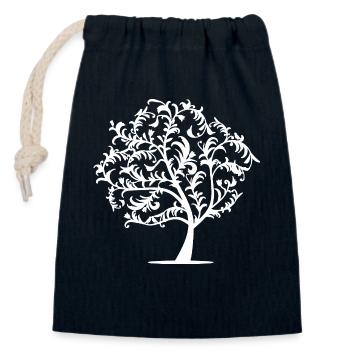 Minimalist Tree Birds Spring Silhouette - Closable cotton gift bag (14x20cm) - navy - Front