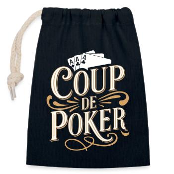 Coup de poker - Sac cadeau en coton avec cordon (14 x 20 cm) - bleu marine - Devant