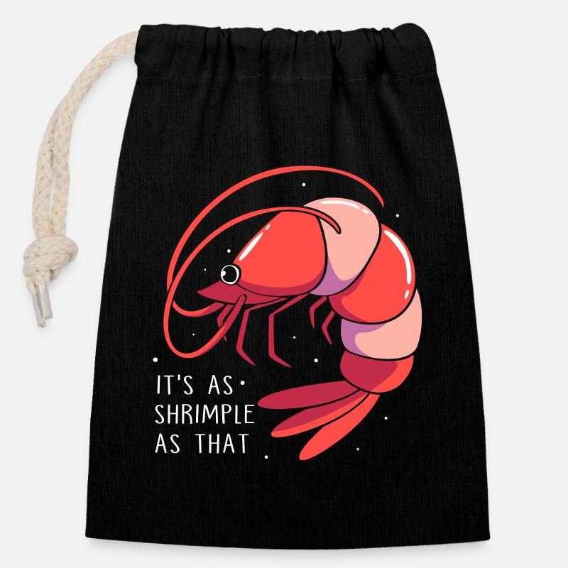 Shrimp Languste Meeresfrüchte Krabbe - Verschließbarer Geschenkbeutel aus Baumwolle (14x20cm) - Schwarz