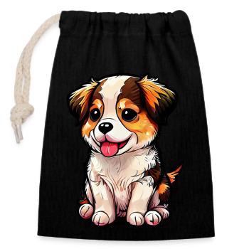 Hündchens Charme, süßer Schnuffel - Verschließbarer Geschenkbeutel aus Baumwolle (14x20cm) - Schwarz - Vorne