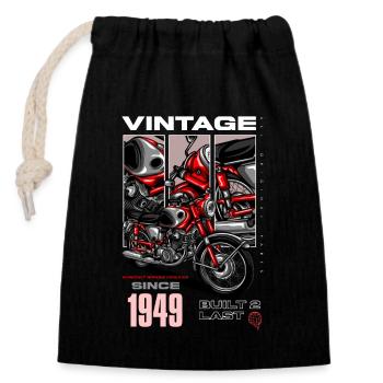 Vintage Motorrad Motorrad Motorrad Motorrad Geburtstag 1949 - Verschließbarer Geschenkbeutel aus Baumwolle (14x20cm) - Schwarz - Vorne