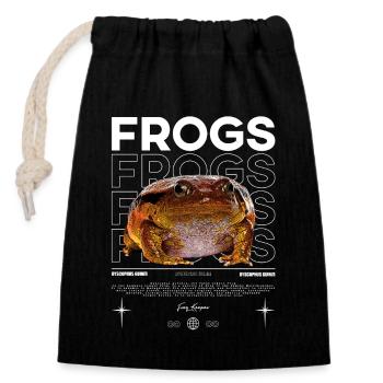 False Tomato Frog Streetwear Frog Keeper - Closable cotton gift bag (14x20cm) - black - Front
