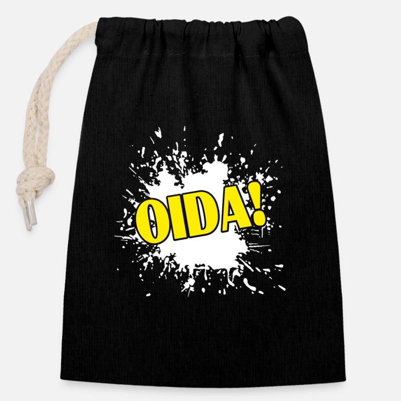 OIDA - Verschließbarer Geschenkbeutel aus Baumwolle (14x20cm) - Schwarz