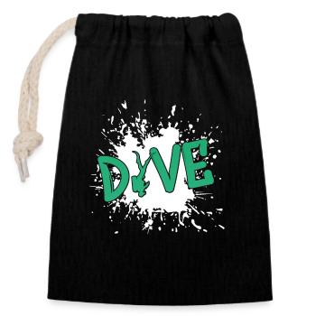 Dive Scuba Taucher Tauchen Diving - Verschließbarer Geschenkbeutel aus Baumwolle (14x20cm) - Schwarz - Vorne