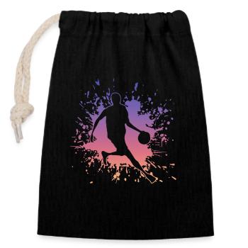 Basketball, Baller, Player, Streetball - Verschließbarer Geschenkbeutel aus Baumwolle (14x20cm) - Schwarz - Vorne