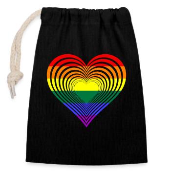 LGBTQ, Pride, Love is Love - Verschließbarer Geschenkbeutel aus Baumwolle (14x20cm) - Schwarz - Vorne