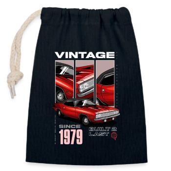 Je ne suis pas vieux, je suis une voiture classique vintage née en 1979 - Sac cadeau en coton avec cordon (14 x 20 cm) - bleu marine - Devant