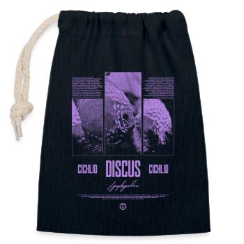 Diskusfisch Buntbarsch Aquarium Fischhalter - Verschließbarer Geschenkbeutel aus Baumwolle (14x20cm) - Navy - Vorne