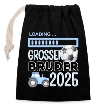 Großer Bruder - Verschließbarer Geschenkbeutel aus Baumwolle (14x20cm) - Schwarz - Vorne