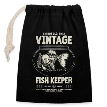 Vintage Fish Keeper Tropical Fish Birthday 1993 - Closable cotton gift bag (14x20cm) - black - Front