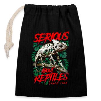 Sérieux au sujet des reptiles Gardien de reptiles Né en 1966 - Sac cadeau en coton avec cordon (14 x 20 cm) - noir - Devant