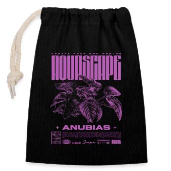 Aquascaping Anubias Aquatic Plant Fish Keeper - Closable cotton gift bag (14x20cm) - black - Front