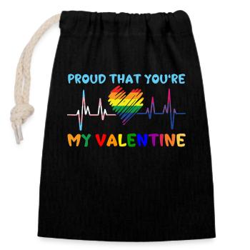 Valentine's Day Lgbt February 14 Gay Lesbian ECG - Closable cotton gift bag (14x20cm) - black - Front