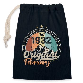 Legends born in February 1932 Gift 92 years - Closable cotton gift bag (14x20cm) - navy - Front