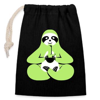 Cannabis Sloth - Closable cotton gift bag (14x20cm) - black - Front
