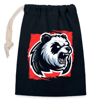 Verrückter Panda - Verschließbarer Geschenkbeutel aus Baumwolle (14x20cm) - Navy - Vorne