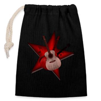 Guitare Star - Sac cadeau en coton avec cordon (14 x 20 cm) - noir - Devant