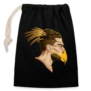 Homme de proie - Sac cadeau en coton avec cordon (14 x 20 cm) - noir - Devant