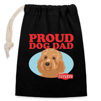 Cavapoo Papa Chien Cavoodle Chien Propriétaire Cadeau - Sac cadeau en coton avec cordon (14 x 20 cm) - noir - Devant