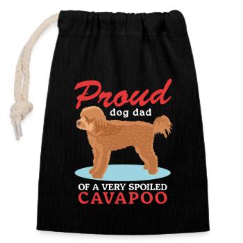 Cavapoo Papa Chiens Propriétaire de Chien Cavoodle Cadeau - Sac cadeau en coton avec cordon (14 x 20 cm) - noir - Devant