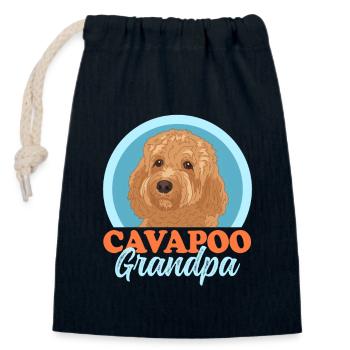 Cavapoo Grandpa Dog Owner Cavoodle Cadeau - Sac cadeau en coton avec cordon (14 x 20 cm) - bleu marine - Devant