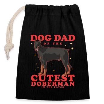 Dobermann Dad | Hundepapa Hundebesitzer Geschenk - Verschließbarer Geschenkbeutel aus Baumwolle (14x20cm) - Schwarz - Vorne