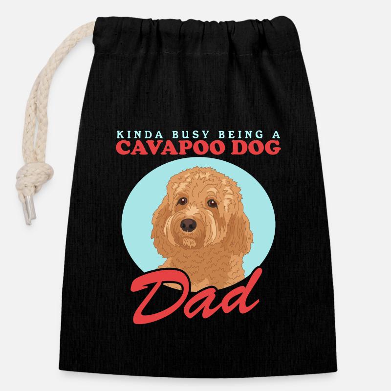 Cavapoo Dad Dog Cavoodle Dog Owner Gift - Closable cotton gift bag (14x20cm) - black