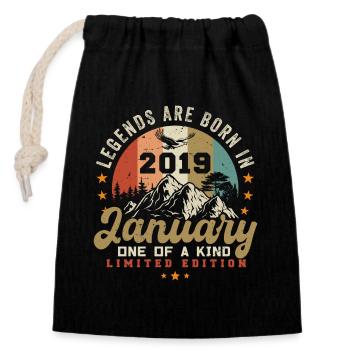 January vintage 2019 - 5th birthday gift - Closable cotton gift bag (14x20cm) - black - Front