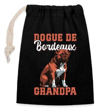 Bordeauxdogge Opa Bordeaux Dogge Hunde Geschenk - Verschließbarer Geschenkbeutel aus Baumwolle (14x20cm) - Schwarz - Vorne