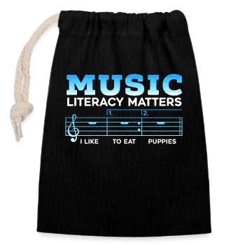 Music Teacher Music School Musician Musical - Closable cotton gift bag (14x20cm) - black - Front
