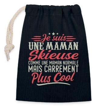I'm a Skier mom, downright cool - Closable cotton gift bag (14x20cm) - navy - Front