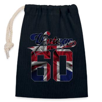 66. GEBURTSTAG UK VINTAGE 1960 - Verschließbarer Geschenkbeutel aus Baumwolle (14x20cm) - Navy - Vorne