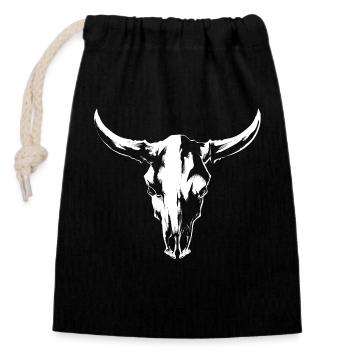 Taurus head - Closable cotton gift bag (14x20cm) - black - Front