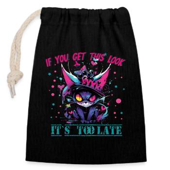 Angry Cat Halloween Neon Horror lovers - Closable cotton gift bag (14x20cm) - black - Front