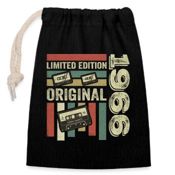 Millésime 1966 - rétro anniversaire disant 1966 - Sac cadeau en coton avec cordon (14 x 20 cm) - noir - Devant
