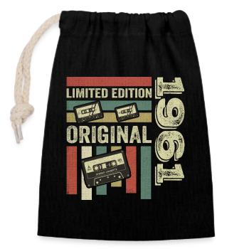 Millésime 1961 - citation d’anniversaire rétro 1961 - Sac cadeau en coton avec cordon (14 x 20 cm) - noir - Devant