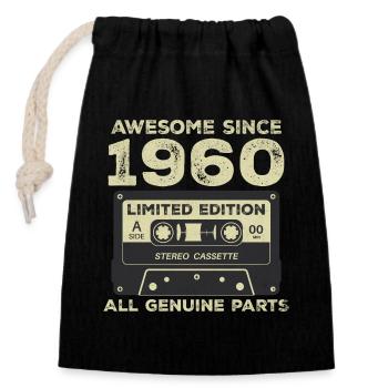 Anniversaire des années 1960 né dans les années 1960 Vintage rétro - Sac cadeau en coton avec cordon (14 x 20 cm) - noir - Devant