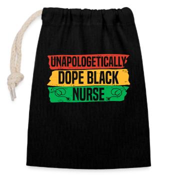 Black History Nurse Africa - Closable cotton gift bag (14x20cm) - black - Front