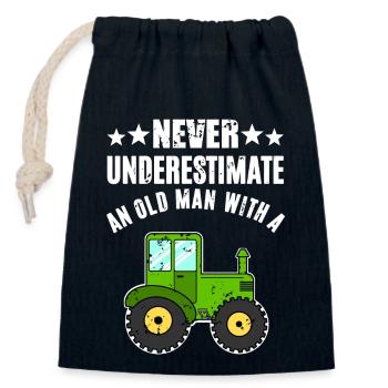 Never Underestimate Traktor - Verschließbarer Geschenkbeutel aus Baumwolle (14x20cm) - Navy - Vorne