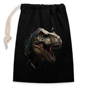 T-Rex: Invincible and unforgettable - Closable cotton gift bag (14x20cm) - black - Front