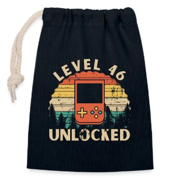 Level 46 Unlocked - Sac cadeau en coton avec cordon (14 x 20 cm) - bleu marine - Devant