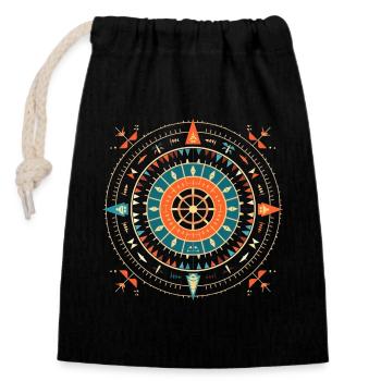 Symbole Unique du Mandala Vastu Yantra Sacré - Sac cadeau en coton avec cordon (14 x 20 cm) - noir - Devant