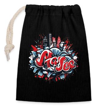 Cool Urban Graffiti Tag in Spray Can Symphony - Closable cotton gift bag (14x20cm) - black - Front