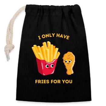 I only have fries for you - Fast food love - Closable cotton gift bag (14x20cm) - black - Front