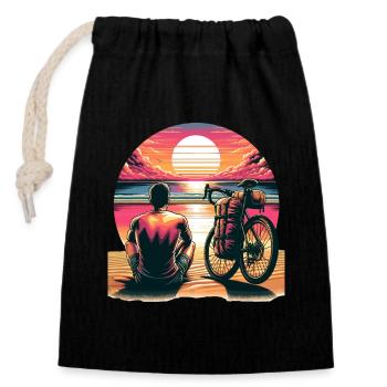 Sunset Bike Tour - Closable cotton gift bag (14x20cm) - black - Front
