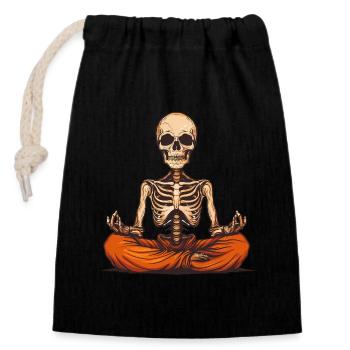 Skull Yogi Meditative Skeleton Art - Verschließbarer Geschenkbeutel aus Baumwolle (14x20cm) - Schwarz - Vorne