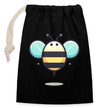 Illustration d’abeille mignonne minimaliste - Sac cadeau en coton avec cordon (14 x 20 cm) - noir - Devant