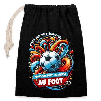Football humour passionné de foot fan de foot - Sac cadeau en coton avec cordon (14 x 20 cm) - noir - Devant