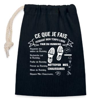 What I do in my free time: Running - Closable cotton gift bag (14x20cm) - navy - Front